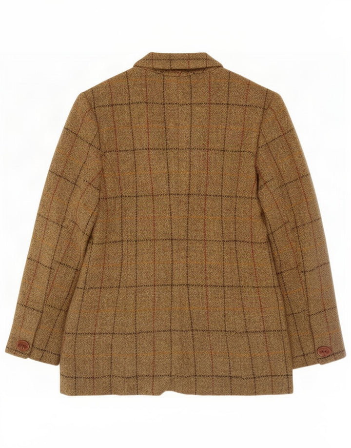 Harris Tweed Chaqueta Blazer de 3 Botones para Mujer Reino Unido 12 Lana a Cuadros marrón Medio