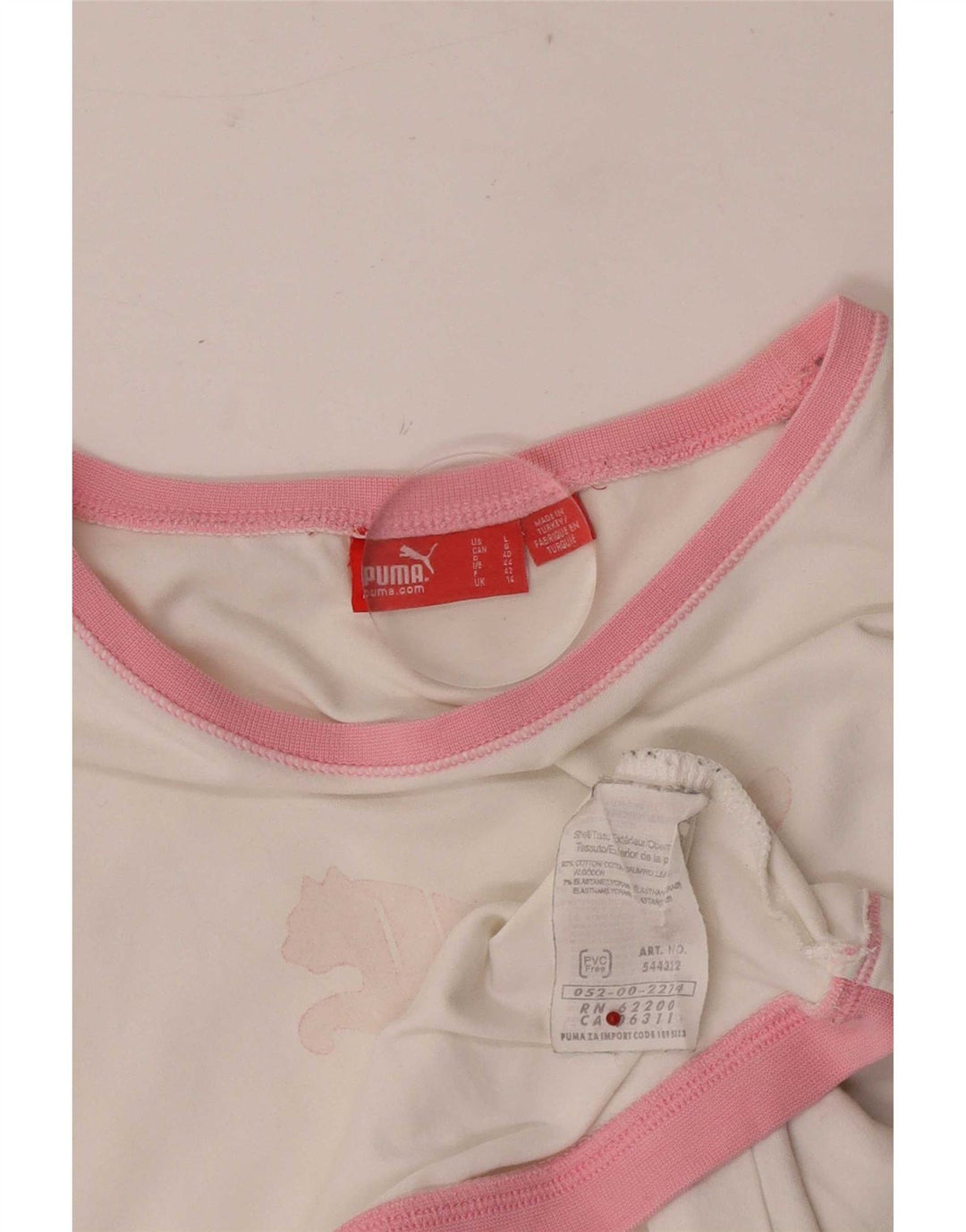 Puma Camiseta gráfica para mujer Top UK 14 Medium White Cotton