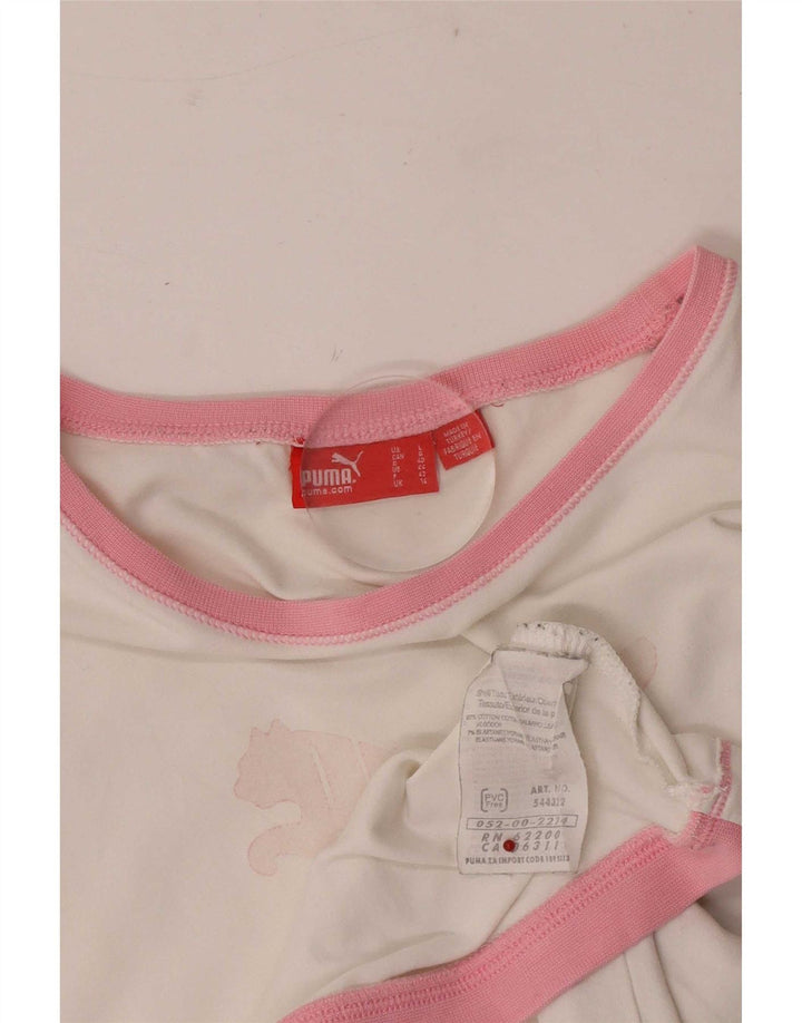Puma Camiseta gráfica para mujer Top UK 14 Medium White Cotton