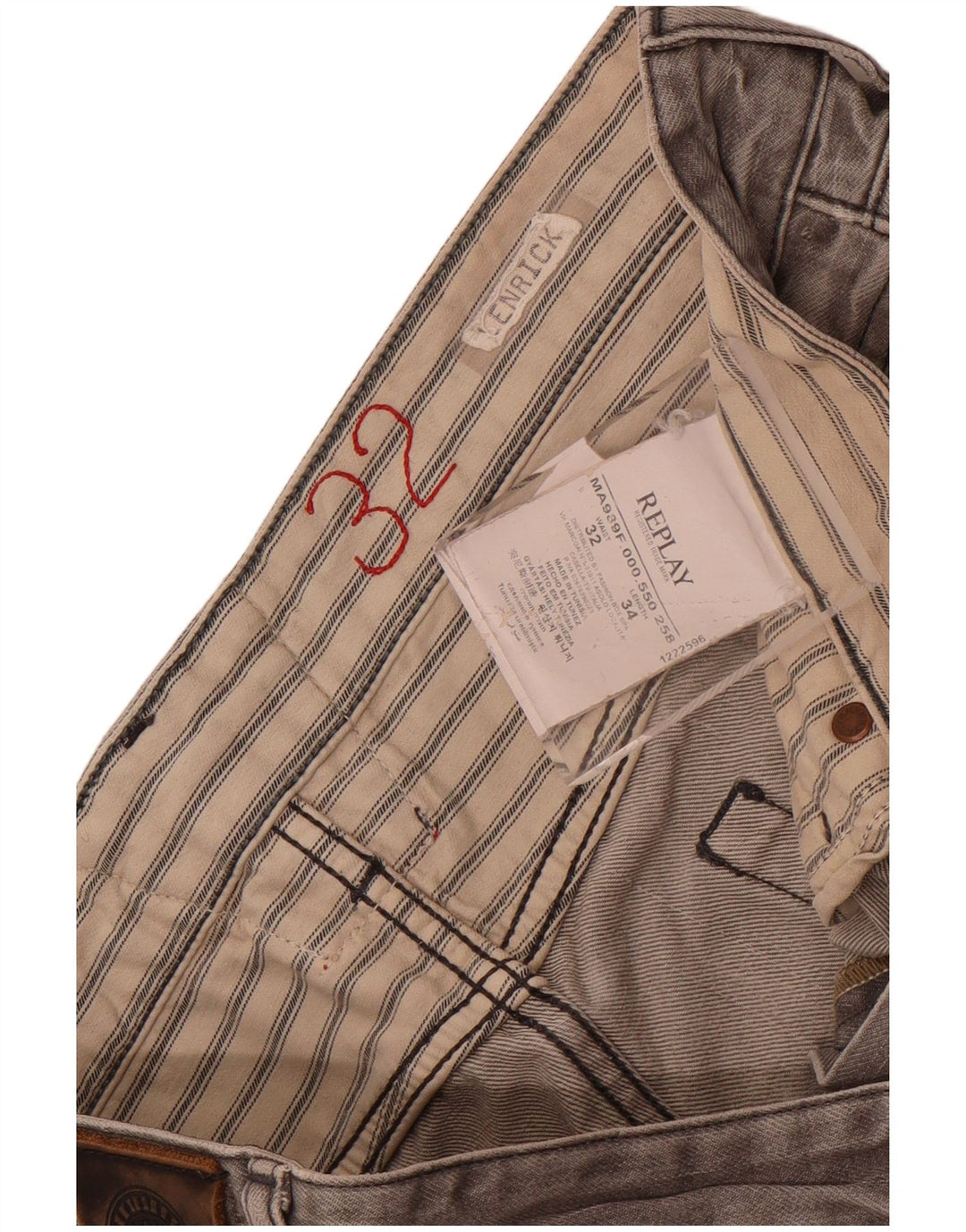 Replay Mujer Lenrick Shorts De Mezclilla W32 Algodón Gris Medio