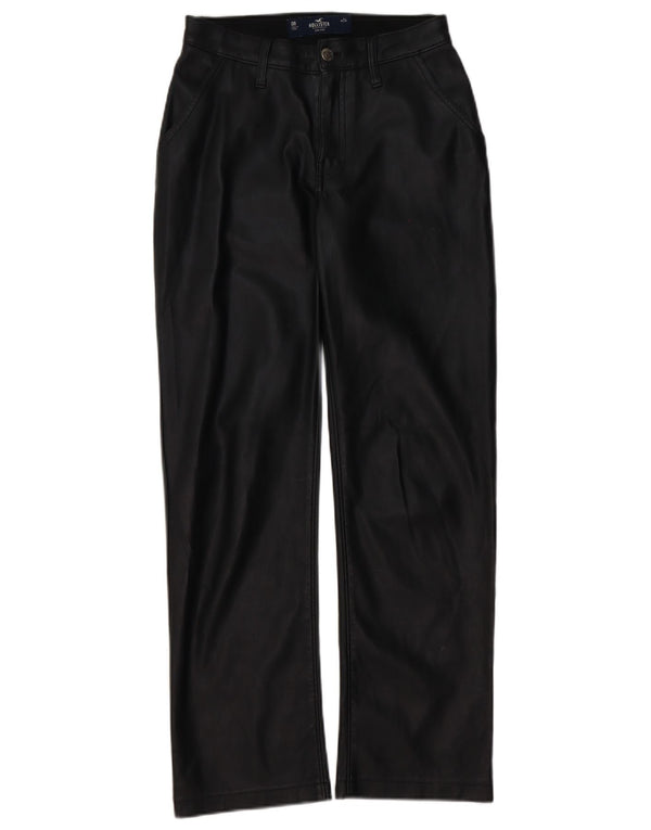 Hollister Pantalones de piel sintética de cintura alta para mujer US 0 XS W24 L29 Negro