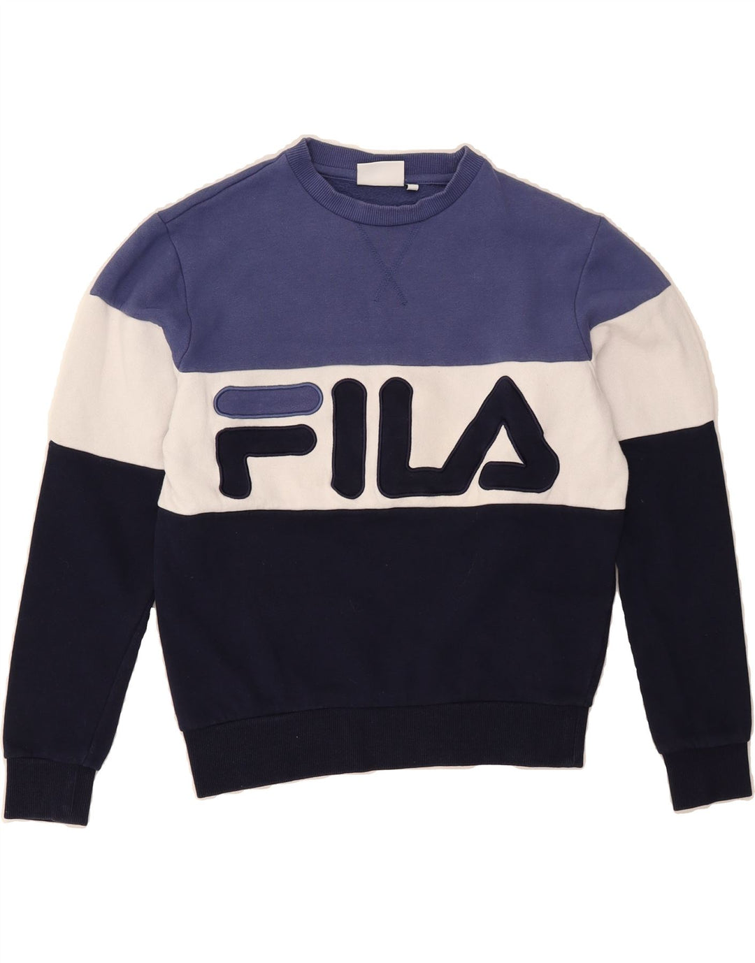 FILA Womens Crop Oversized Sweatshirt Jumper UK 2 2XS Multicoloured Vintage Fila and Second-Hand Fila from Messina Hembry 