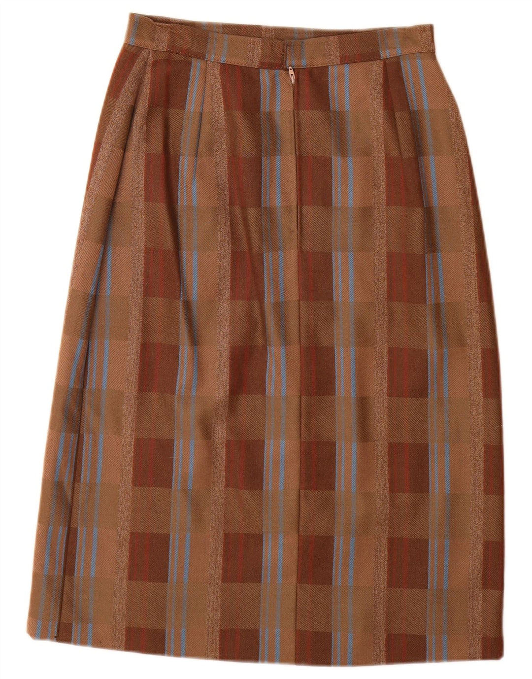 Falda recta vintage de cintura alta para mujer IT 44 Medium W26 Brown Plaid