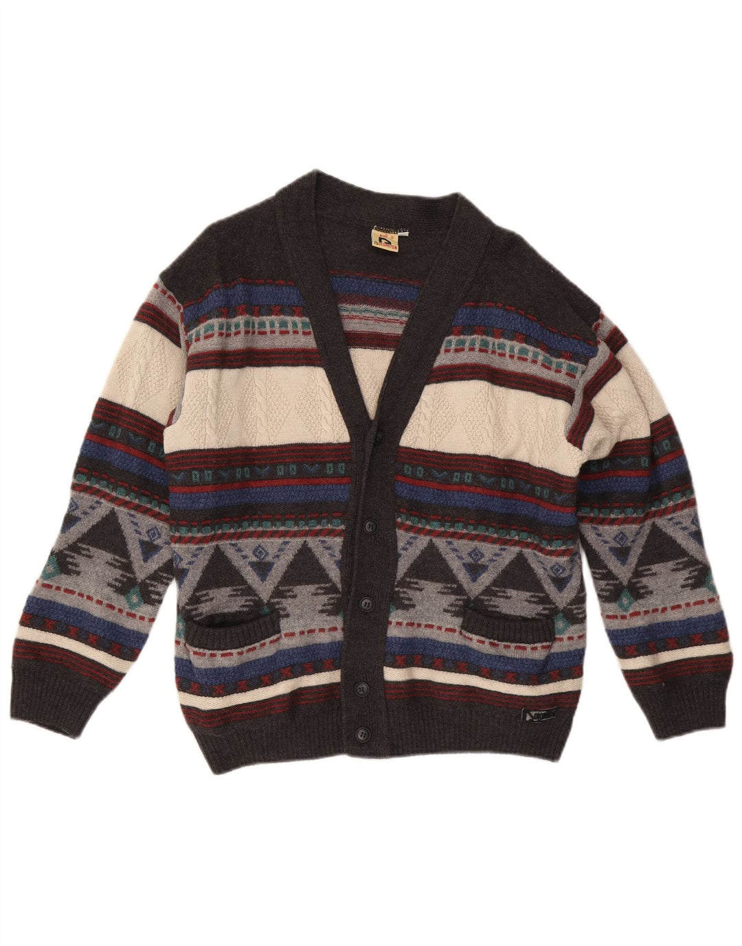 Dolomiten Cárdigan De Hombre IT 50 Medium Lana Geométrica Multicolor