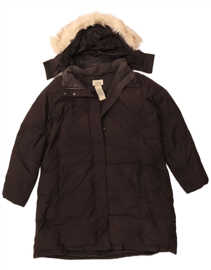 L.L.BEAN Abrigo acolchado extragrande con capucha para mujer UK 40 XL Poliéster negro