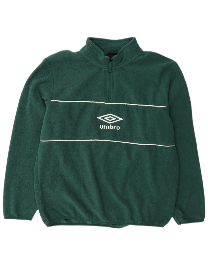 Umbro Jersey de forro polar con cuello y cremallera gráfico para hombre Poliéster verde grande