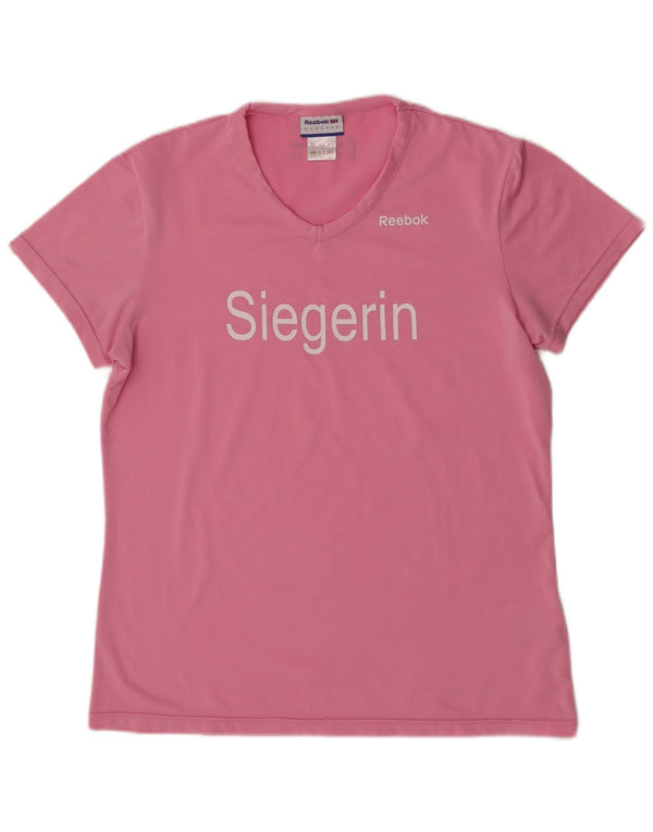 Reebok Camiseta gráfica de manga corta para mujer UK 44 Poliéster rosa medio