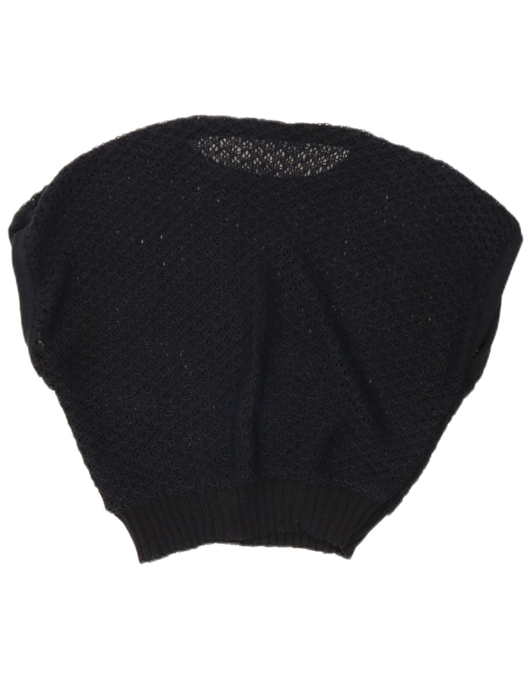 Vintage mujeres crochet chaleco camiseta Reino Unido 14 medio negro
