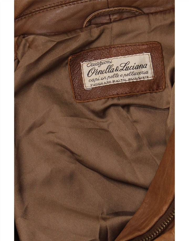 VINTAGE Chaqueta de cuero para hombre Reino Unido 42 XL Marrón