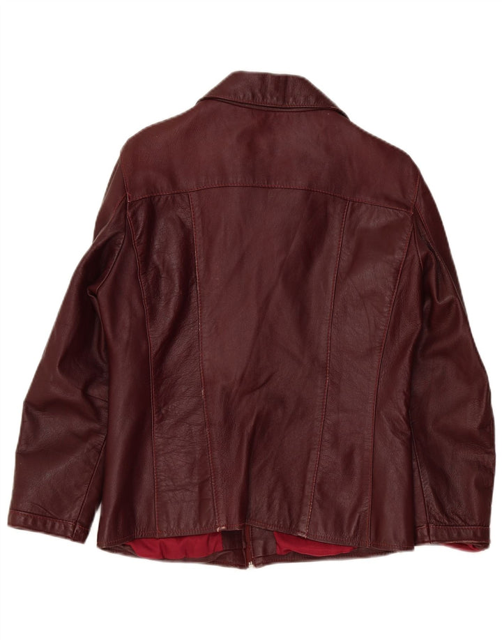Chaqueta de cuero vintage para mujer Reino Unido 14 Borgoña mediana