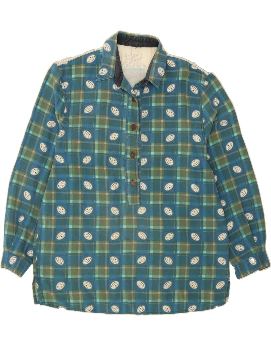 VINTAGE Womens Pullover Shirt UK 20 2XL Blue Check Cotton Vintage Vintage and Second-Hand Vintage from Messina Hembry 