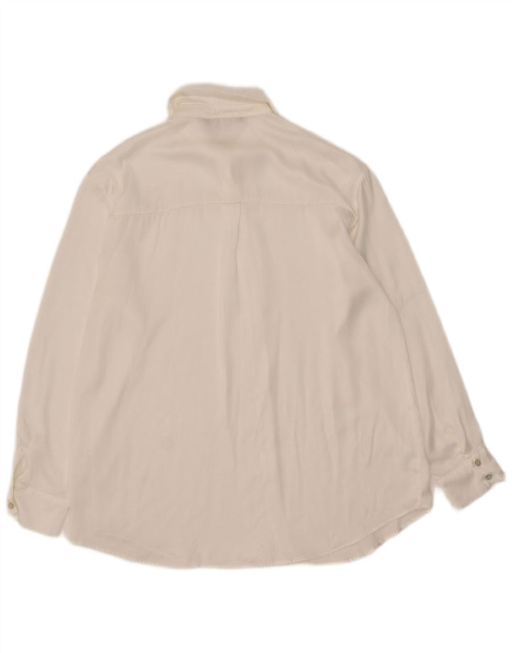 Blusa Zara Mujer UK 40 Seda Blanca Mediana