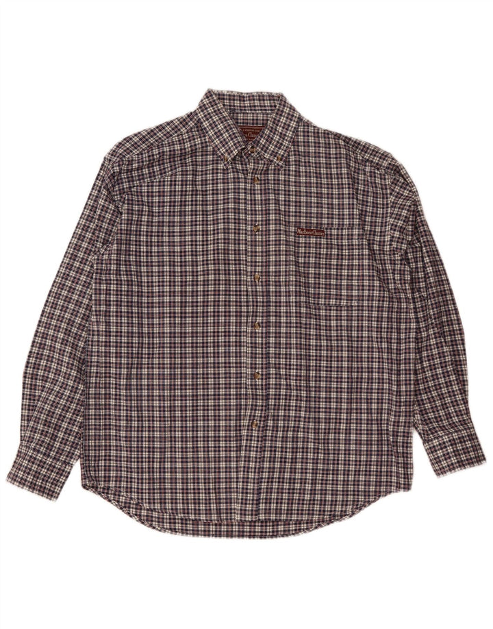 Camisa Marlboro Classics Hombre Grande Azul Marino Cuadros Algodón