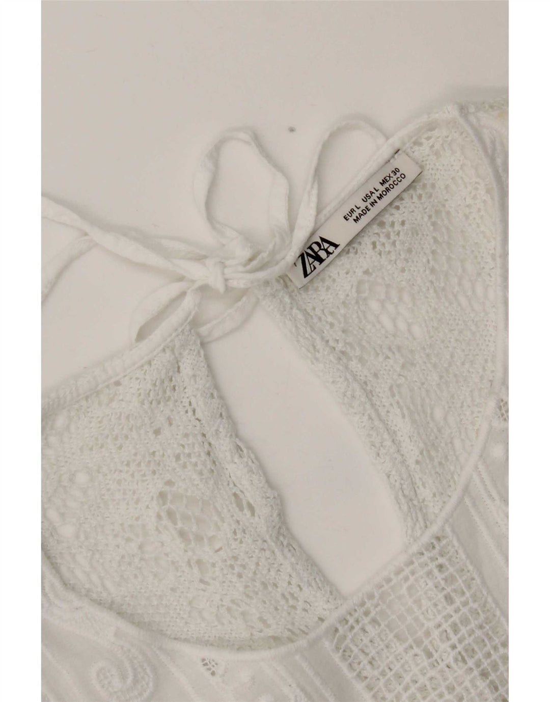 Zara Blusa Corta De Encaje Para Mujer Top UK 46 Large White