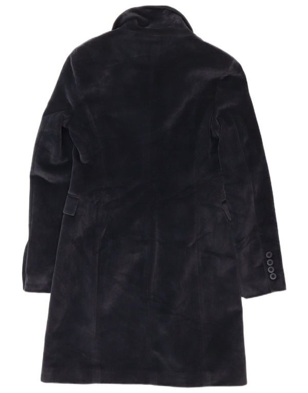 Vintage mujer abrigo Reino Unido 10 pequeño poliéster azul marino