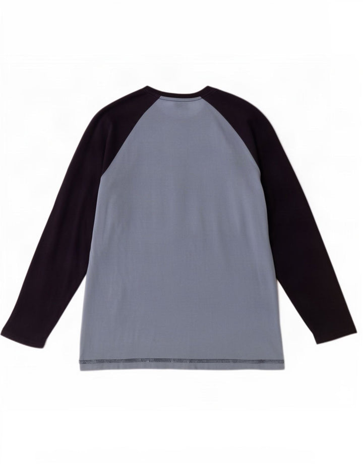 Marks & Spencer Hombre Top Manga Larga Algodón Color Block Azul Grande