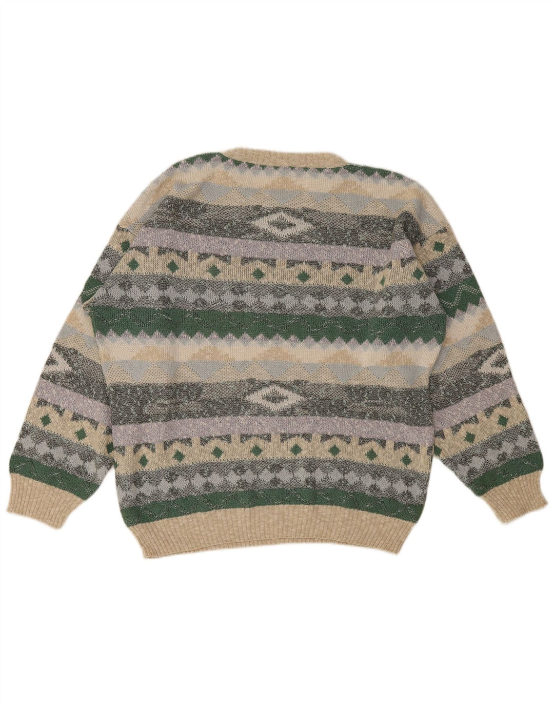 Vintage hombres cuello redondo jersey suéter IT 48/50 medio multicolor