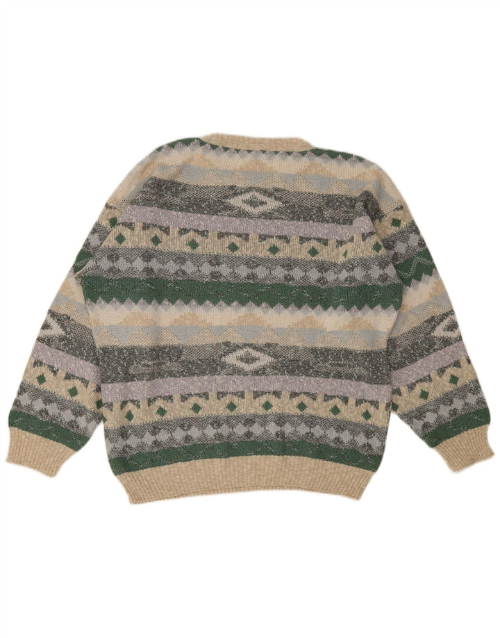 Vintage hombres cuello redondo jersey suéter IT 48/50 medio multicolor