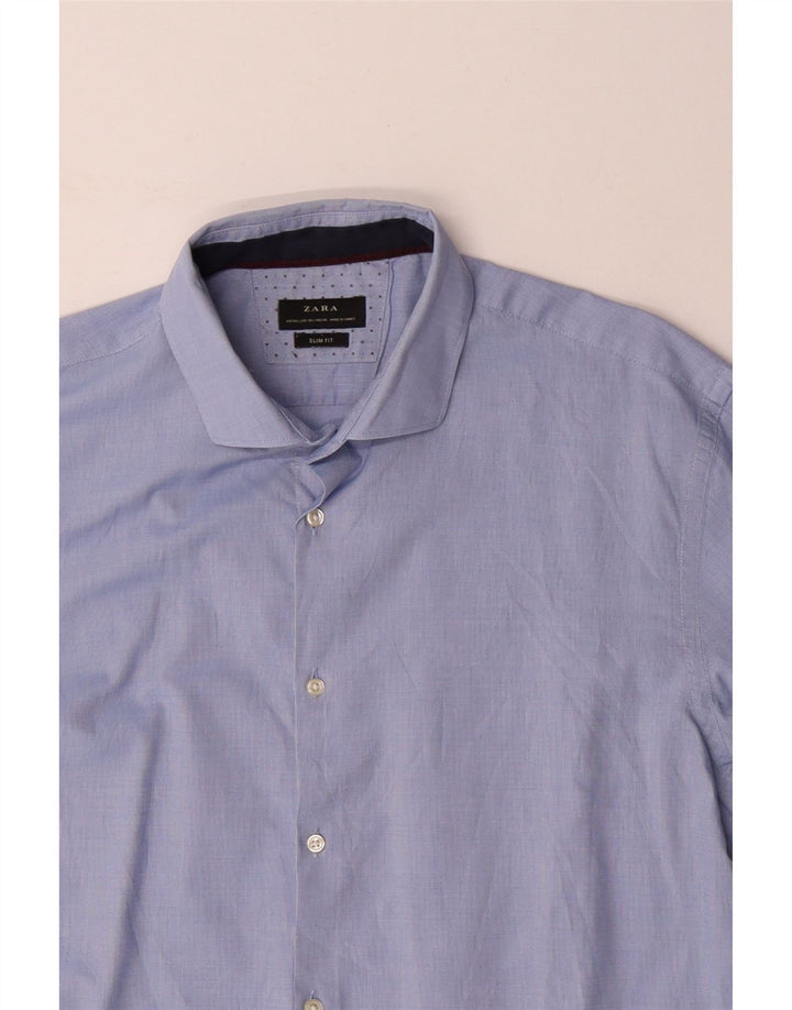 ZARA Hombre Camisa Slim Fit 2XL Azul