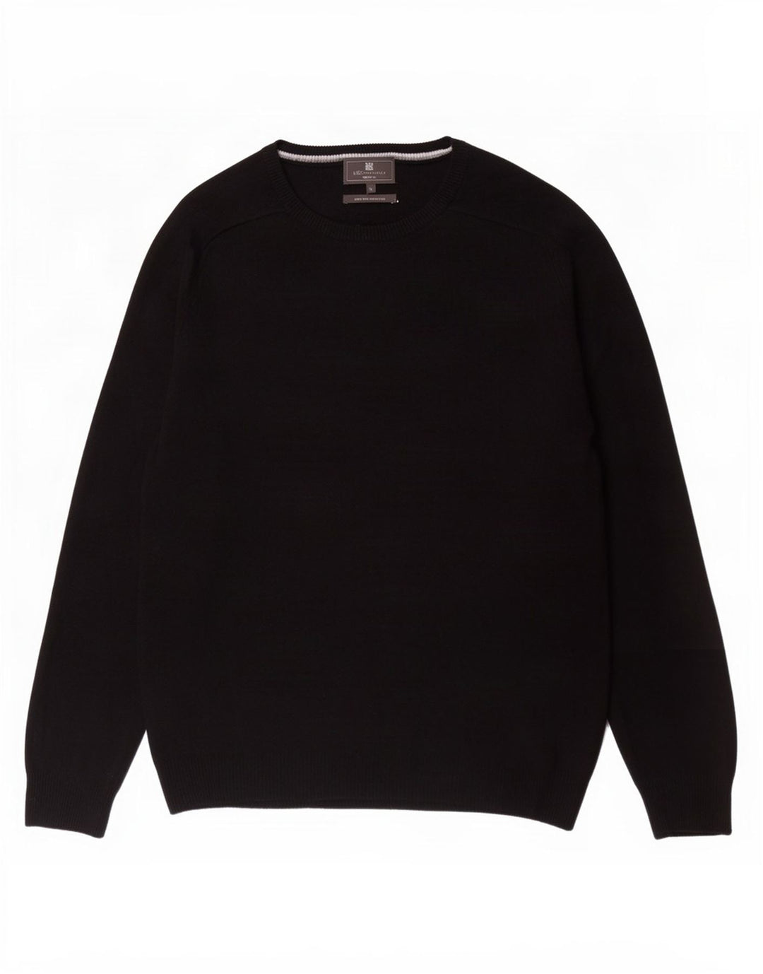 Marks & Spencer Jersey de corte regular con cuello barco para hombre, talla grande, de lana negra