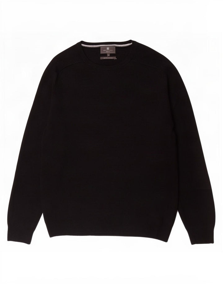 Marks & Spencer Jersey de corte regular con cuello barco para hombre, talla grande, de lana negra