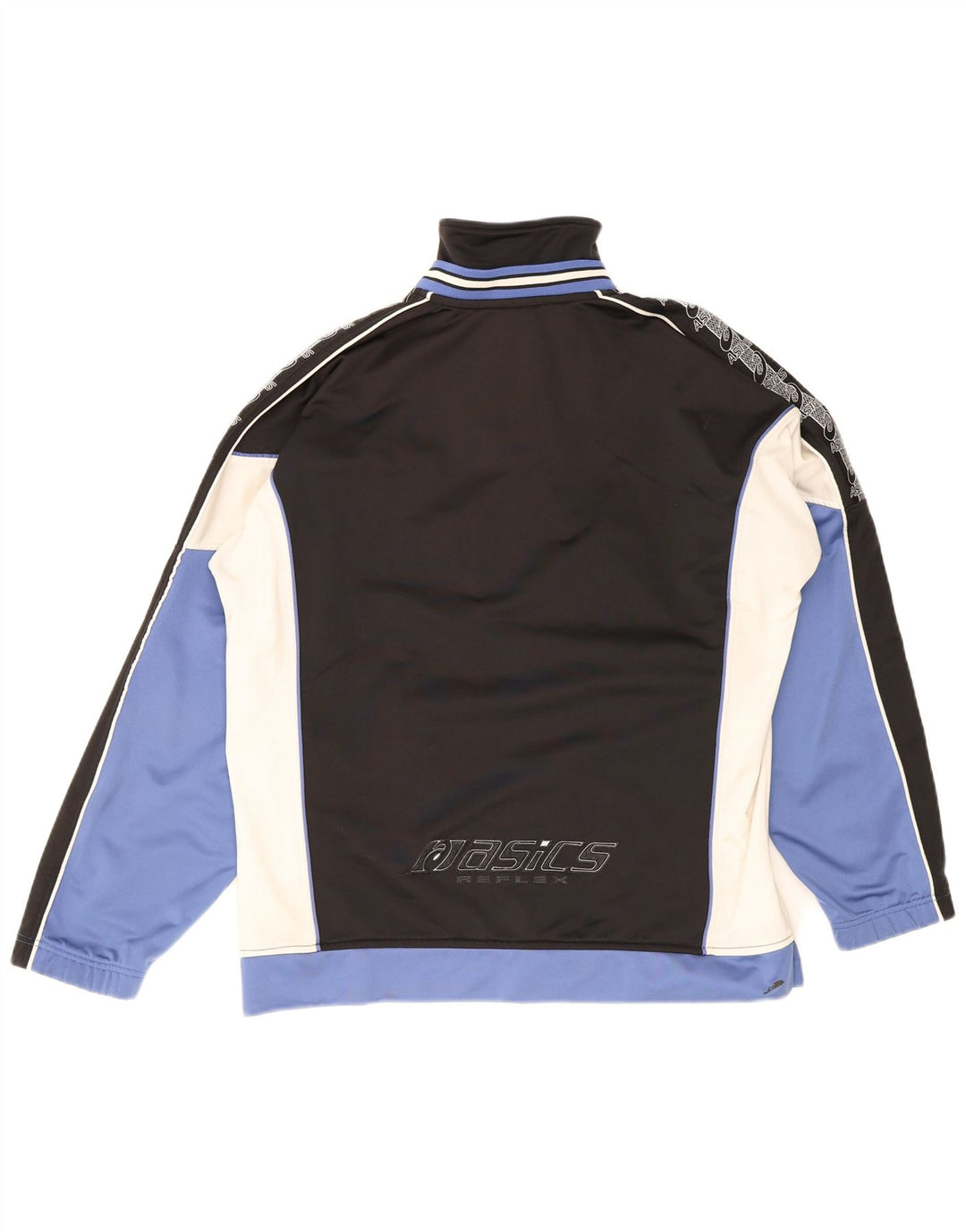 Asics Hombre Gráfico Chándal Top Chaqueta Mediano Negro Colorblock