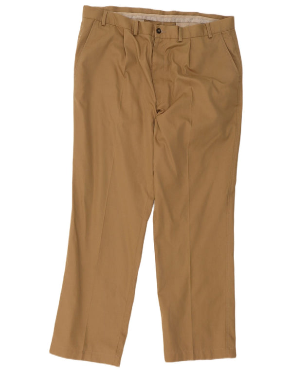 Marks & Spencer Pantalón chino con pinzas para hombre W38 L31 Algodón beige