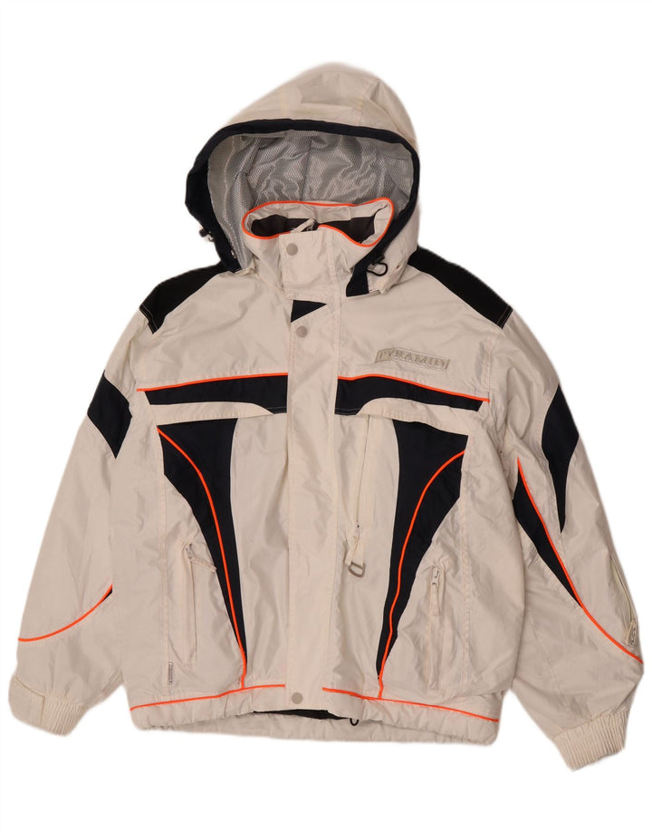 Pyramid Chaqueta de esquí con capucha para hombre UK 36 Small White Colourblock Nylon