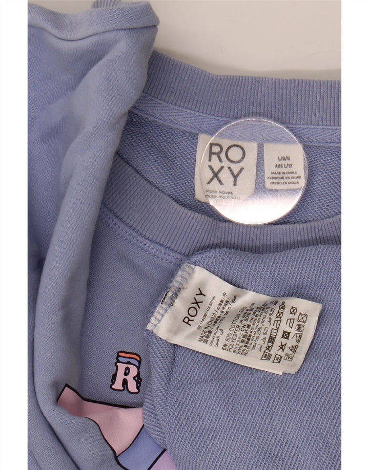 ROXY - Sudadera extragrande con estampado gráfico para mujer, talla 40, color azul