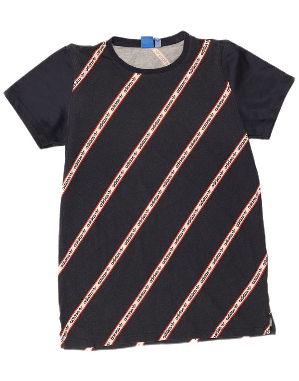 Adidas Mujer Camiseta Gráfica Top UK 40 Medio Azul Marino Algodón