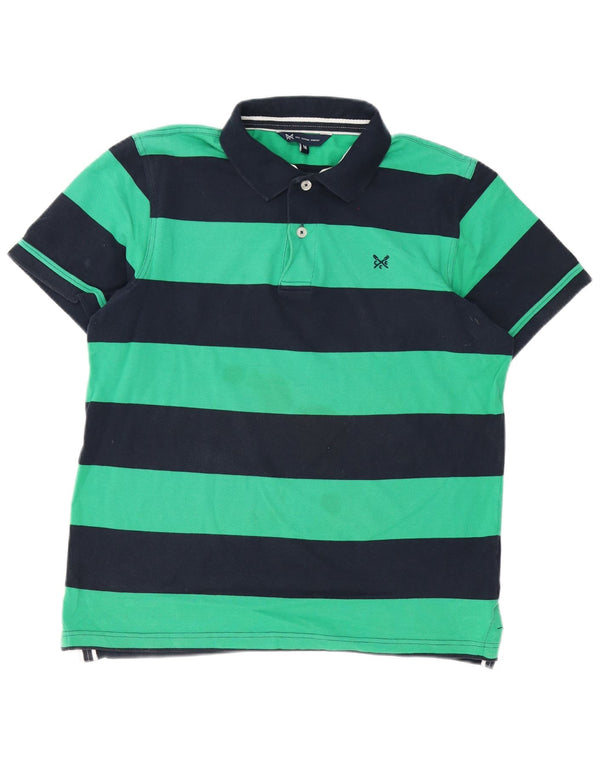 Crew Clothing Polo para hombre de algodón a rayas verde medio
