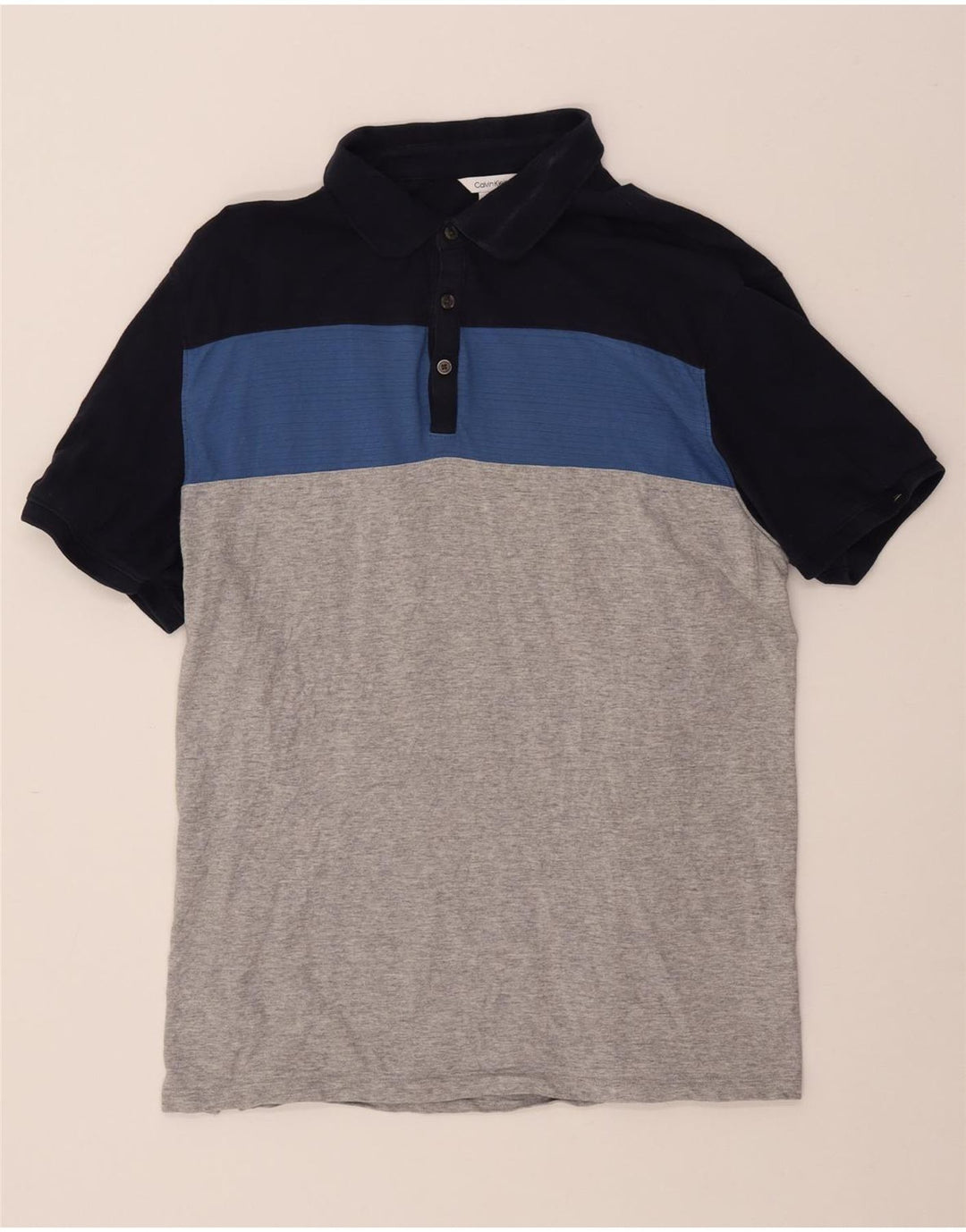 CALVIN KLEIN Polo para hombre grande gris color block