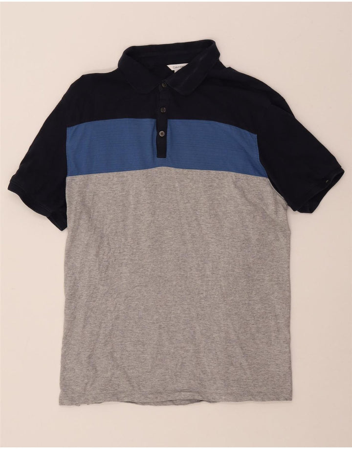 CALVIN KLEIN Polo para hombre grande gris color block