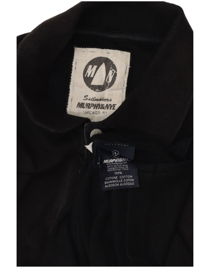 MURPHY & NYE Polo Chicago para hombre grande de algodón negro