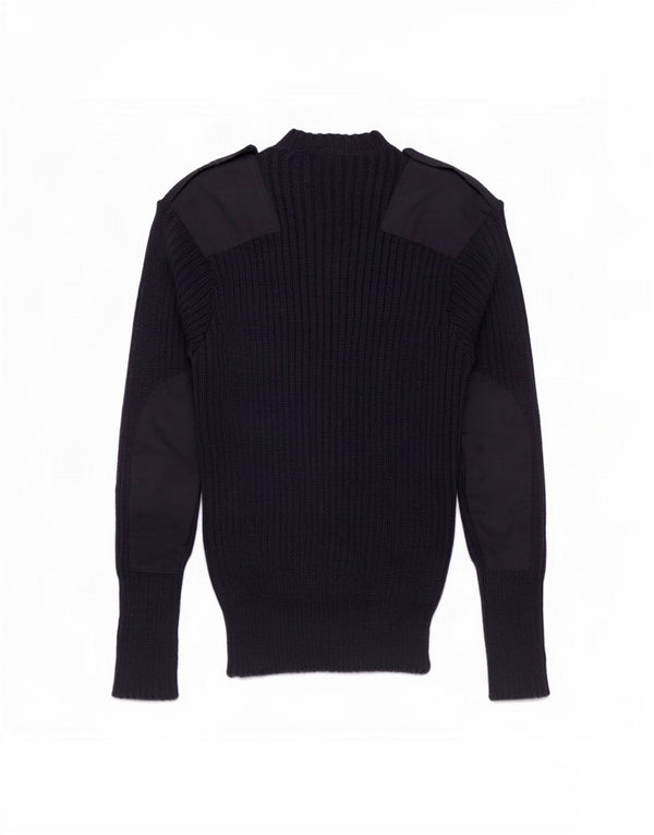 Vintage hombres militar V-cuello jumper suéter XS azul marino