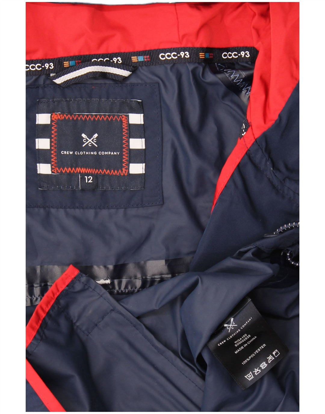 Crew Clothing Chaqueta impermeable gráfica para mujer UK 40 Medium Azul marino Colorblock