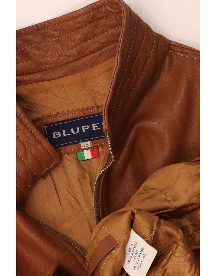 Chaqueta de cuero vintage para mujer IT 48 XL Marrón