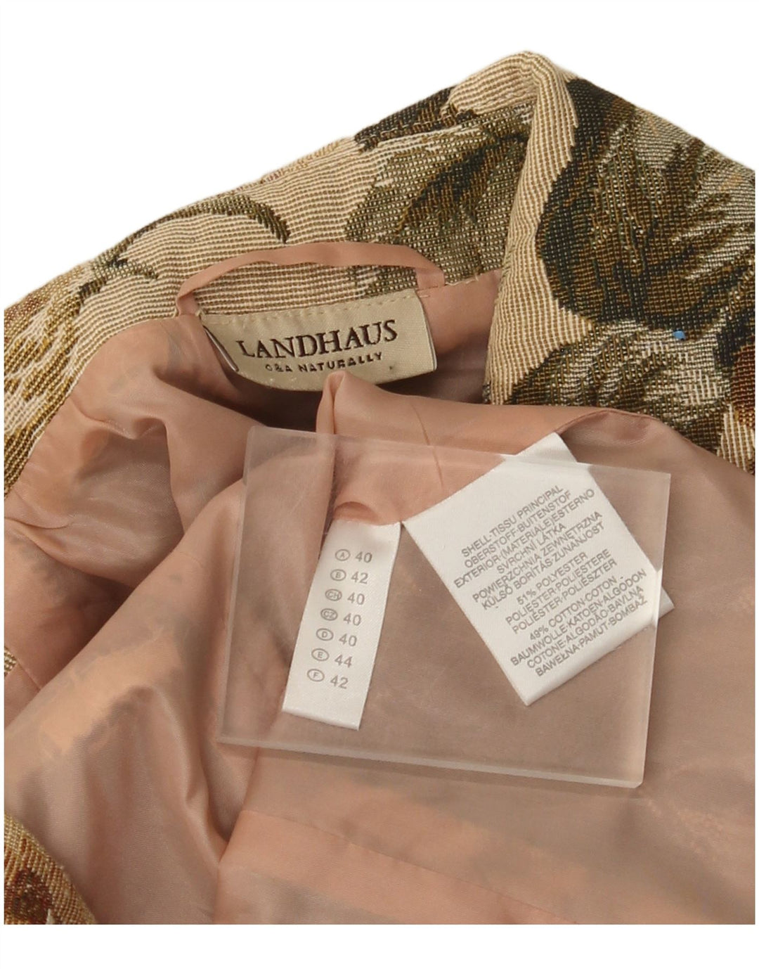 Landhaus Chaqueta tipo blazer con cremallera completa para mujer EU 40 Poliéster floral beige medio