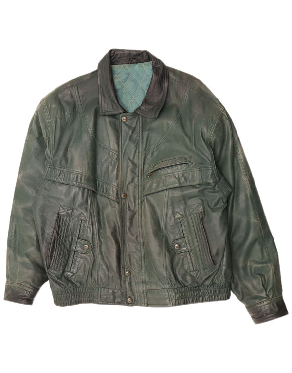 Chaqueta de cuero vintage para hombre IT 58 4XL cuero verde