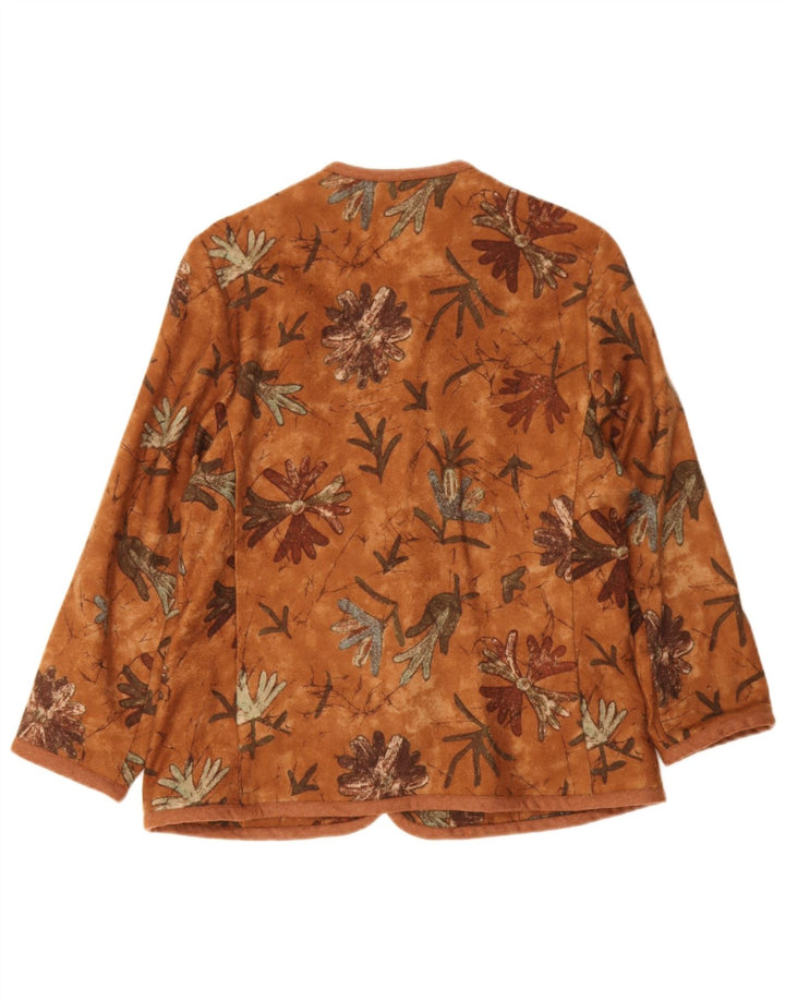 Vintage mujer 5 botones Blazer chaqueta Reino Unido 14 lana floral marrón medio