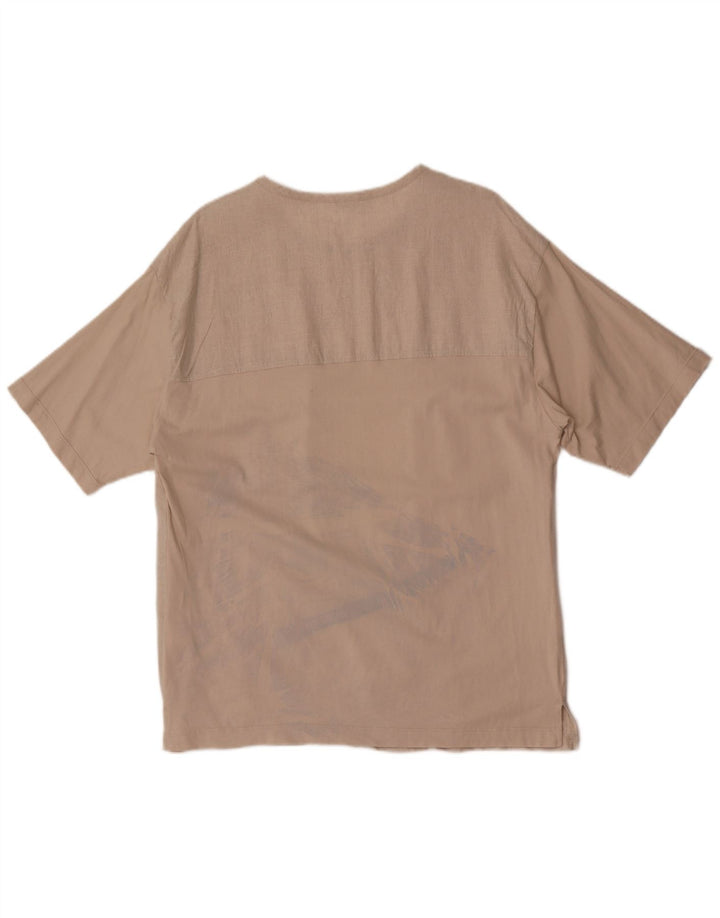 Zara Hombre Camiseta Top Grande Algodón Beige