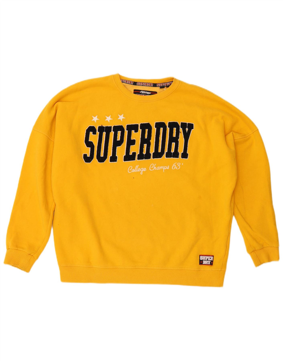 SUPERDRY Sudadera con gráfico extragrande para mujer, talla 40, color amarillo mediano