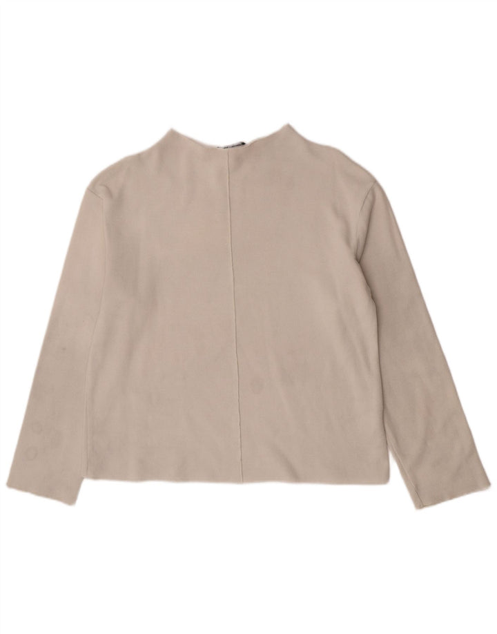 Zara Mujer Top Manga Larga UK 44 Medio Algodón Blanco