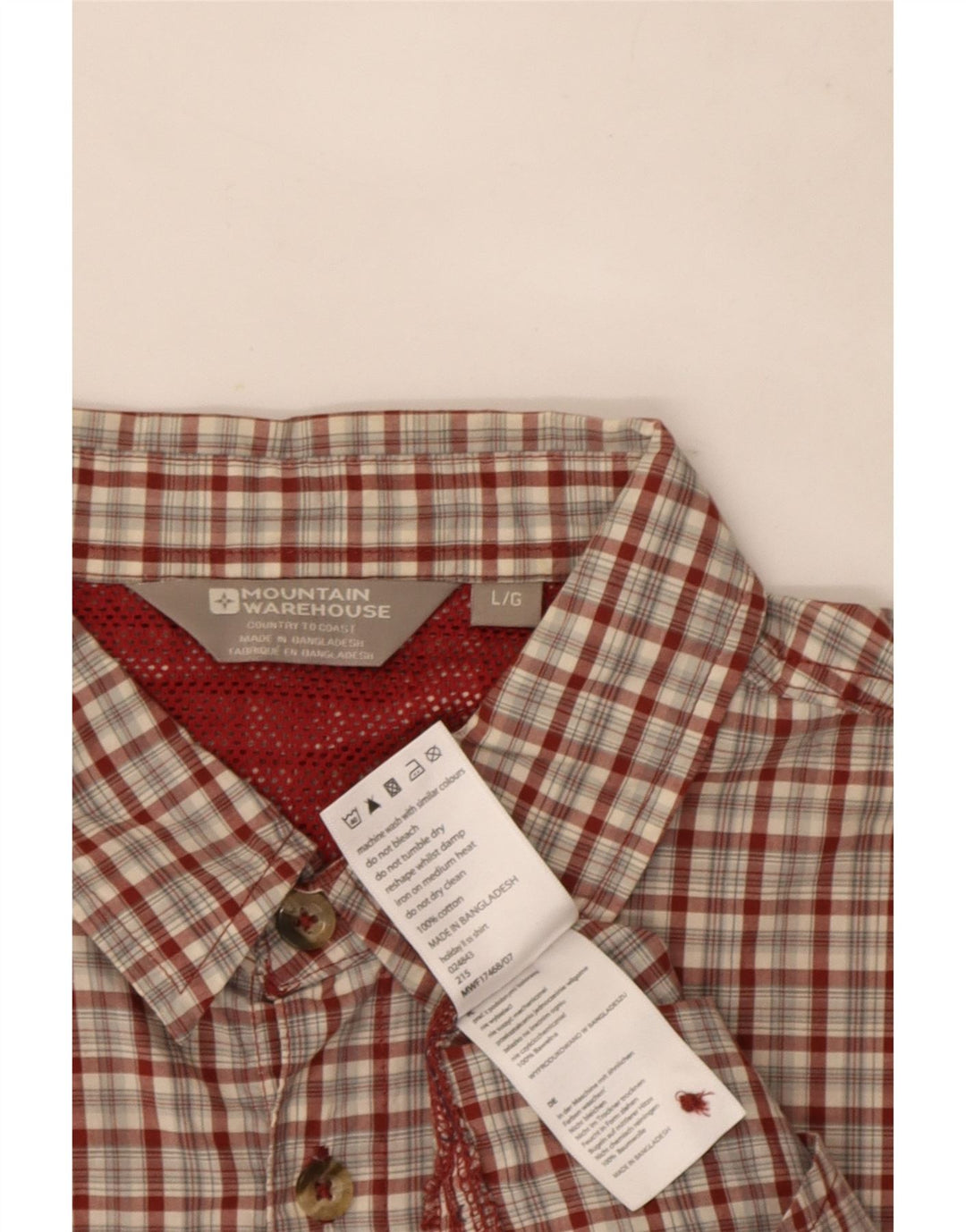 Camisa de manga corta para hombre de Mountain Warehouse Algodón a cuadros rojos grandes