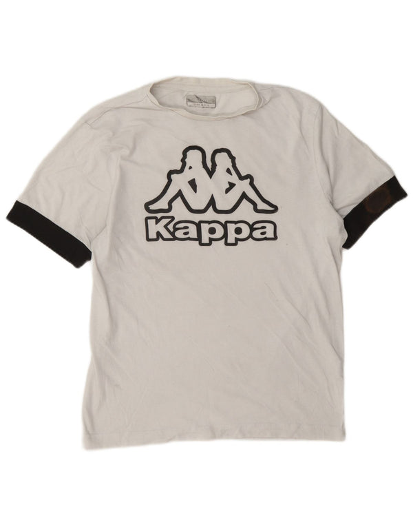 Kappa Hombre Camiseta Gráfica Top Small Blanco Colorblock Algodón