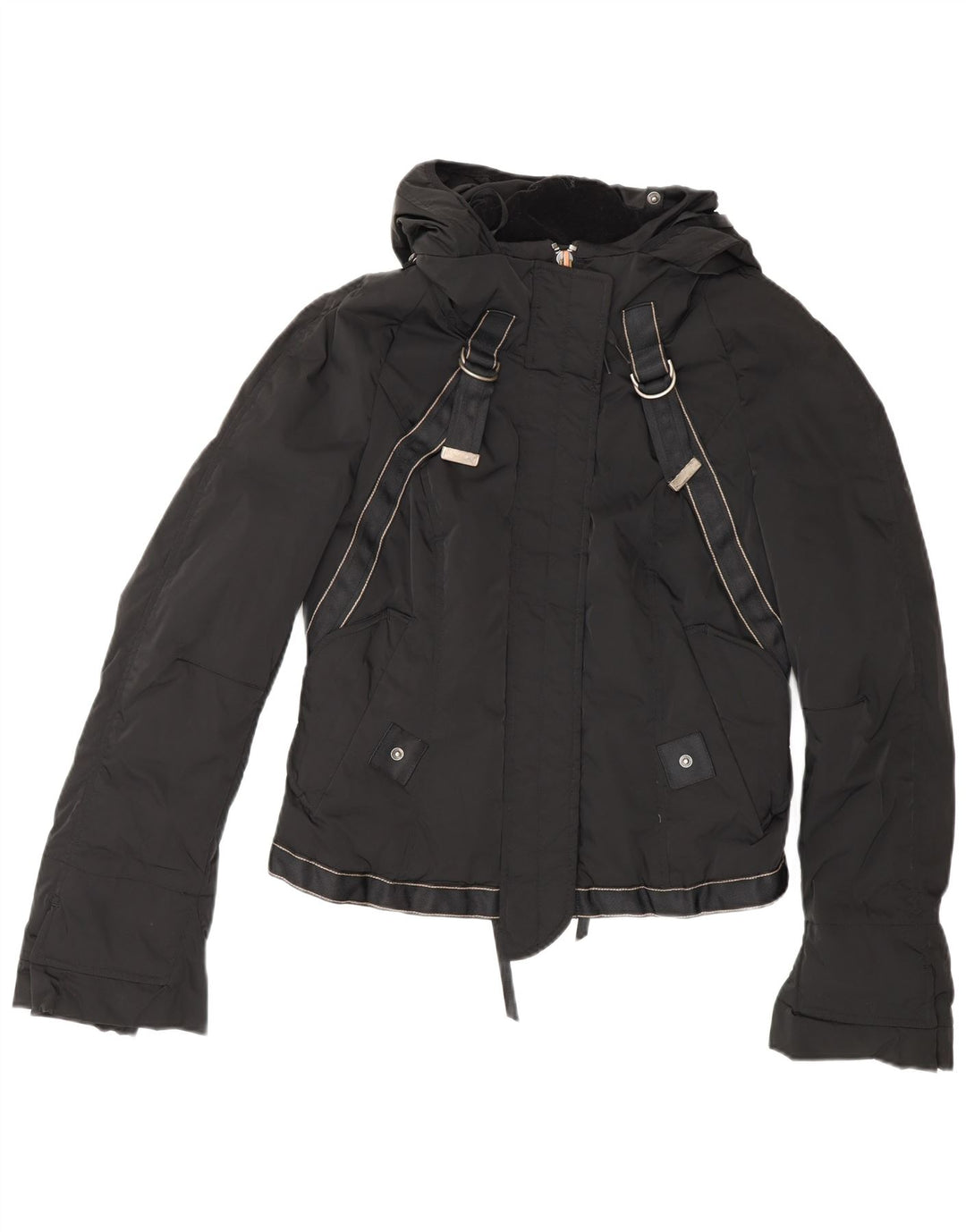 Marithe Francois Girbaud Chaqueta acolchada con capucha para mujer IT 42 Medium Black