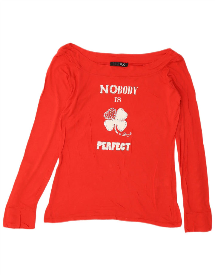 Liu Jo Mujer Crop Graphic Top Manga Larga IT 44 Medio Rojo