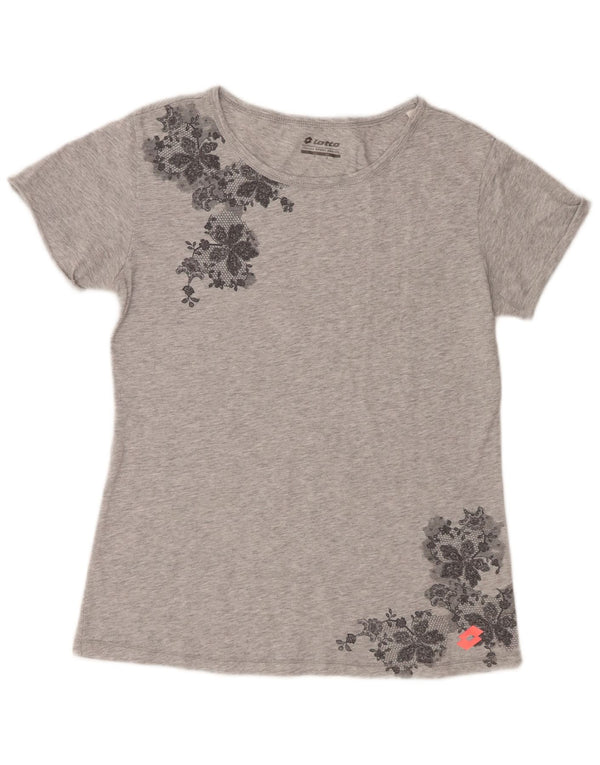 Lotto Camiseta Mujer Top UK 10 Small Gris Floral Algodón