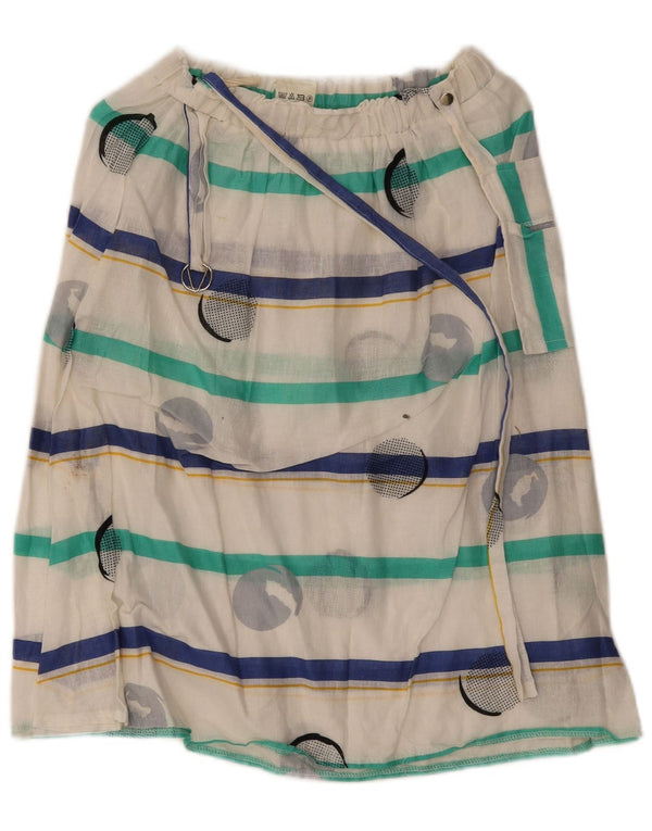 Falda midi vintage para mujer Reino Unido 14 Mediana W28 Algodón a rayas blancas