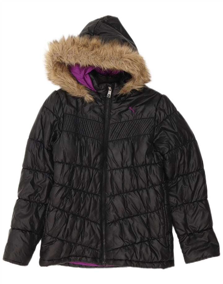 Puma Chaqueta acolchada con capucha para niña 11-12 años Negro Poliéster